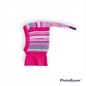 Maximo Girls Pink Fair Isle Knit Winter Pull-On Helmet Hat Size 4-6Y EUC